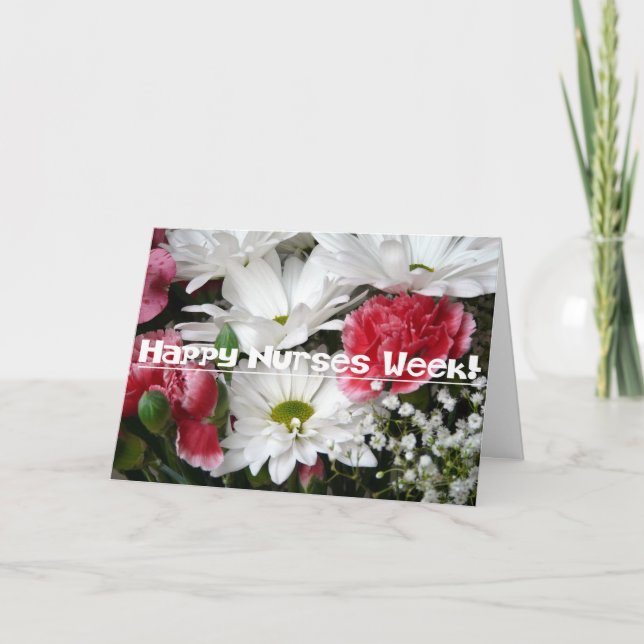 Sjuksköterskavecka! - Härliga blommor i rosor och Tack Kort (Framsida)