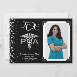 Sjuksköterskeassistent PA-examen svart silver Inbjudningar