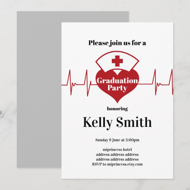 Sjuksköterskeavgångsfest Inbjudningar (Fram/baksida)