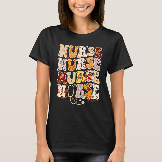 Sjuksköterskedagen Stethoscope Fall Thanksgiving L T Shirt (Framsida)