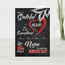 Sjuksköterskedagen tacksam Heart Red and White Ro  Kort