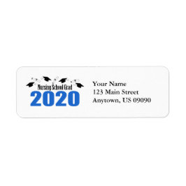 Sjuksköterskeexamen 2020 Caps and Diplomas (Blue) Returadress Etikett