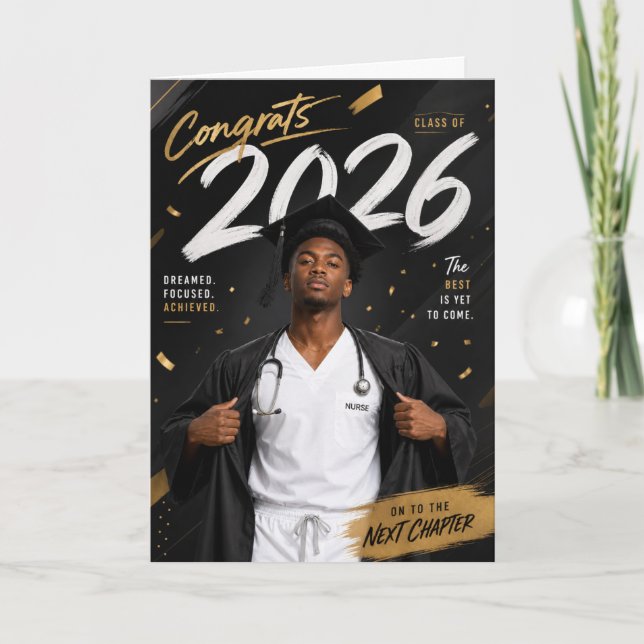 Sjuksköterskeexamen Kort 2026 - Afroamerikansk Man (Framsida)