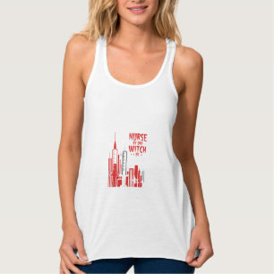 Sjuksköterskehäxa Halloween Skyline Design_1 Linne Med Racerback