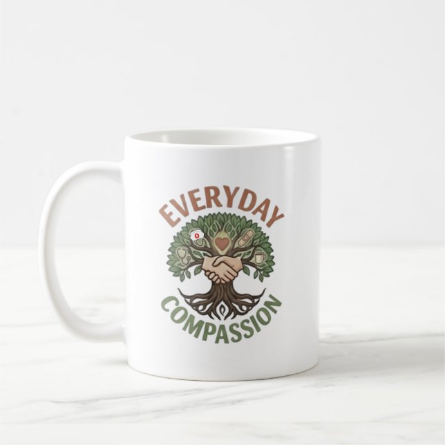 Sjuksköterskeillustration med vardaglig medkänsla kaffemugg (Vänster)