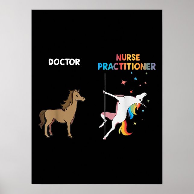 Sjuksköterskekapital Unicorn Dancing Pole Poster (Framsidan)