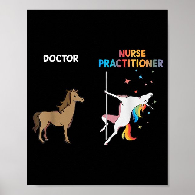 Sjuksköterskekapital Unicorn Dancing Pole Poster (Framsidan)