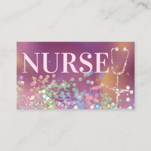 Sjuksköterskekaraktär Elegant Glitter Medical Lila Visitkort