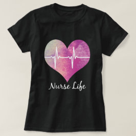 Sjuksköterskeliv - Akvarellhjärta EKG T Shirt