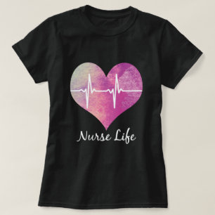 Sjuksköterskeliv - Akvarellhjärta EKG T Shirt