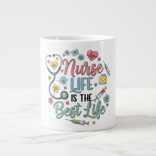 Sjuksköterskeliv är det bästa livet Söt Pastell Fl Jumbo Mugg