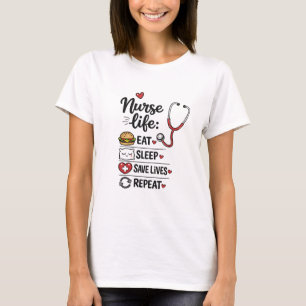 Sjuksköterskeliv: Äta Sova Rädda Liv Upprepa Söt S T Shirt