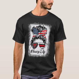 Sjuksköterskeliv Blekad Rosa Leopard Rufsigt Bunt  T Shirt