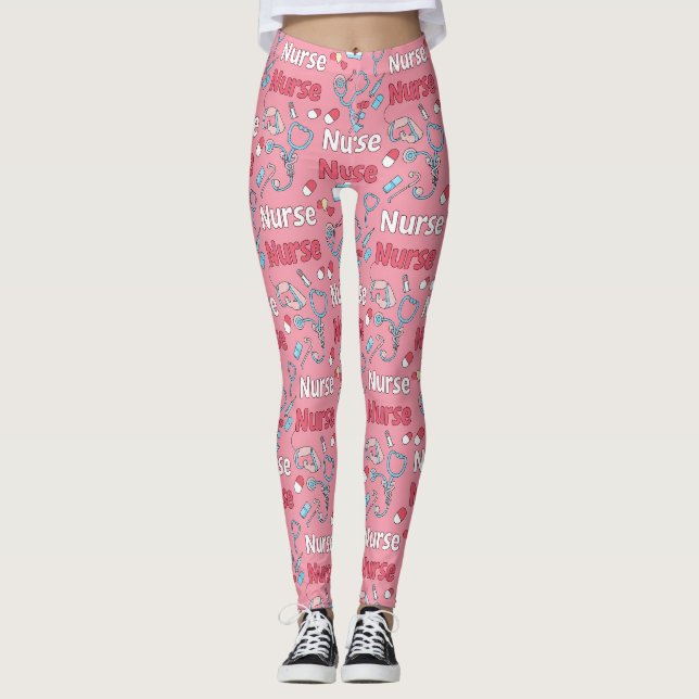 Sjuksköterskeliv Sömlöst Mönster (1) Leggings (Framsida)
