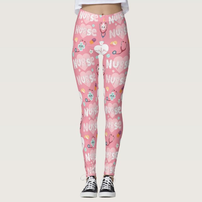 Sjuksköterskeliv Sömlöst Mönster (4) Leggings (Framsida)