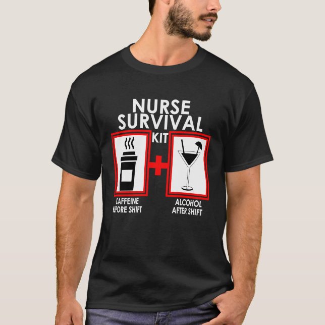 Sjuksköterskeöverlevnadspaket Kit koffeine före sk T Shirt (Framsida)