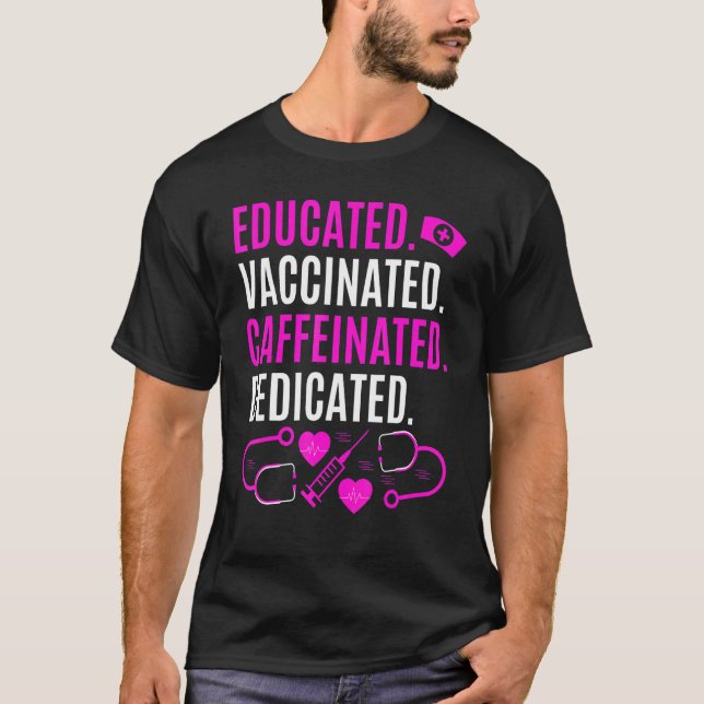 Sjuksköterskeutbildad vaccinerad koffeinfri, särsk t shirt (Framsida)
