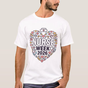 Sjuksköterskevcka 2026 Hjärtan Omvårdnadsikoner T- T Shirt