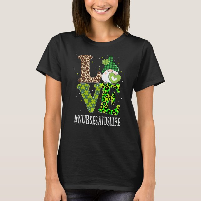 Sjuksköterskor Aids Kärlek St patricks day Gnome L T Shirt (Framsida)
