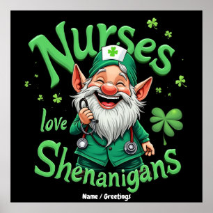 Sjuksköterskor älskar bus och firar St. Patricks d Poster