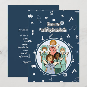 Sjuksköterskor är äkta Änglar på jorden. Anpassnin Tack Kort