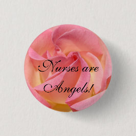 Sjuksköterskor är änglar! knäppas sjukvårdrosa ros knapp