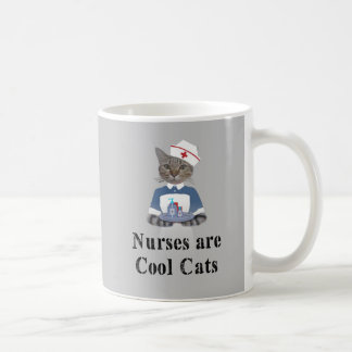 Sjuksköterskor är Coola Cats Grått Funny Cat Kaffemugg
