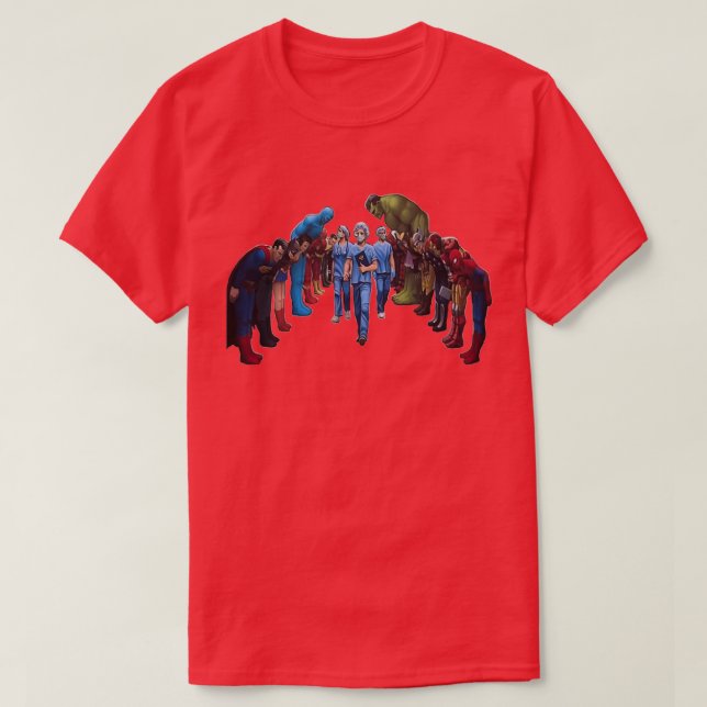 Sjuksköterskor är hjältar t shirt (Design framsida)