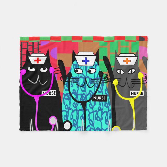 Sjuksköterskor för katt för sjuksköterskaullfilt fleecefilt (Framsidan (Horisontell))