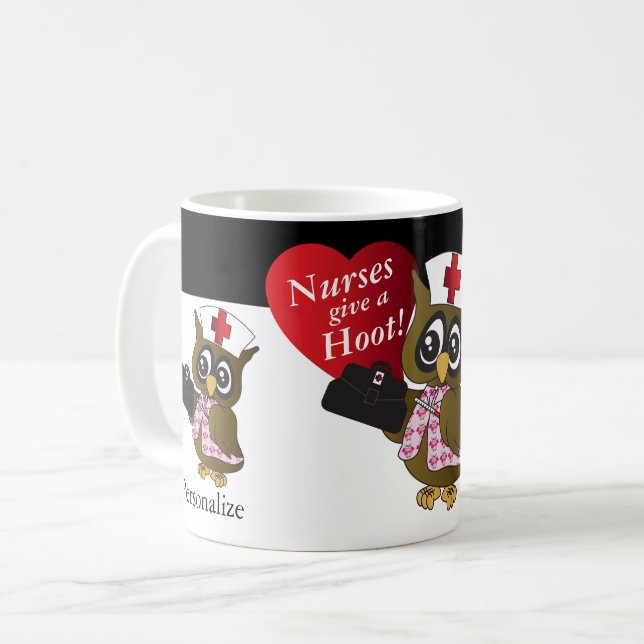Sjuksköterskor Ge a Hoot! Nurse Uggla   Kaffemugg (Framsida vänster)