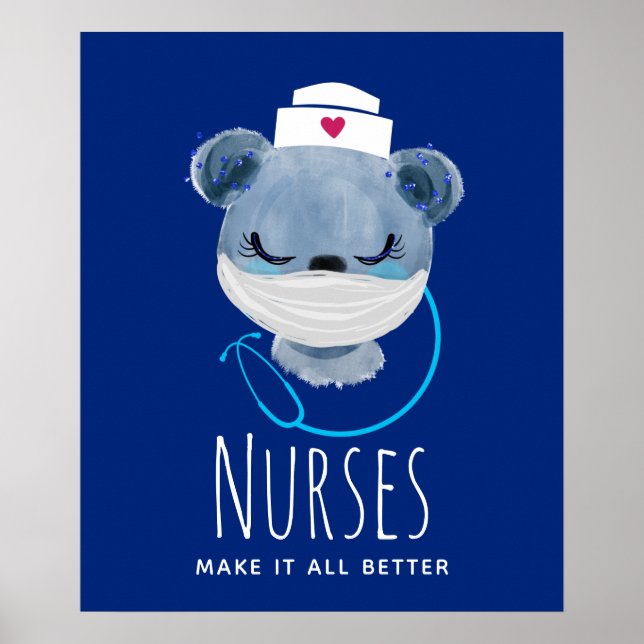 Sjuksköterskor gör det bättre med maskerad Bear Il Poster (Framsidan)