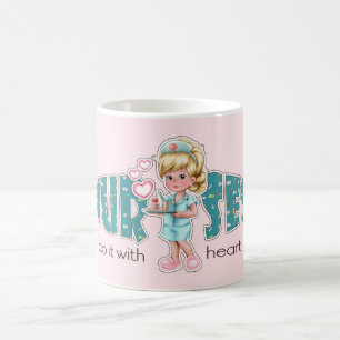 Sjuksköterskor gör det med Heart. Sjukdomsbedömnin Kaffemugg