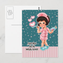 Sjuksköterskor gör det med Kärlek. Cute Brunette N Vykort