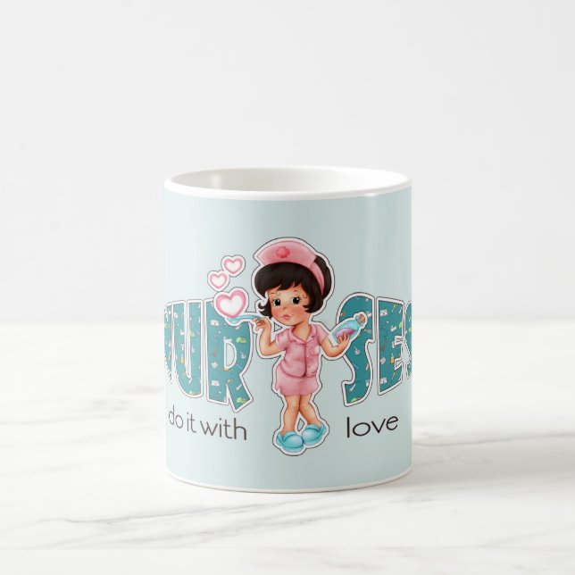 Sjuksköterskor gör det med Kärlek. Cute Nurse Kaffemugg (Center)