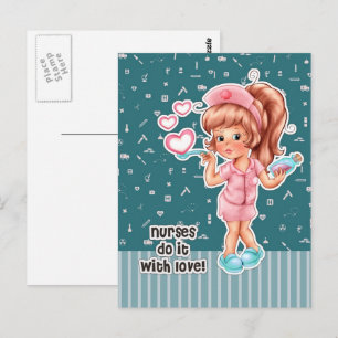 Sjuksköterskor gör det med Kärlek. Cute Nurse Vykort