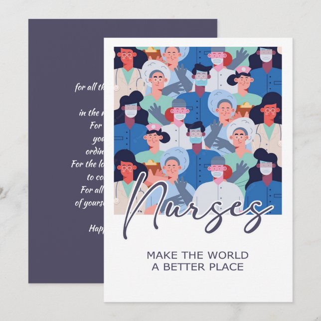 Sjuksköterskor gör världen till ett bättre ställe- tack kort (Fram/baksida)