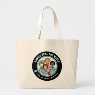 Sjuksköterskor Heal the World. Gift Tote bags Jumbo Tygkasse