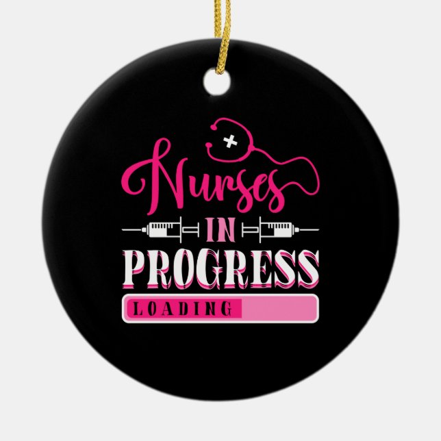 Sjuksköterskor i fortskridande sjuksköterskeskola  julgransprydnad keramik (Framsidan)