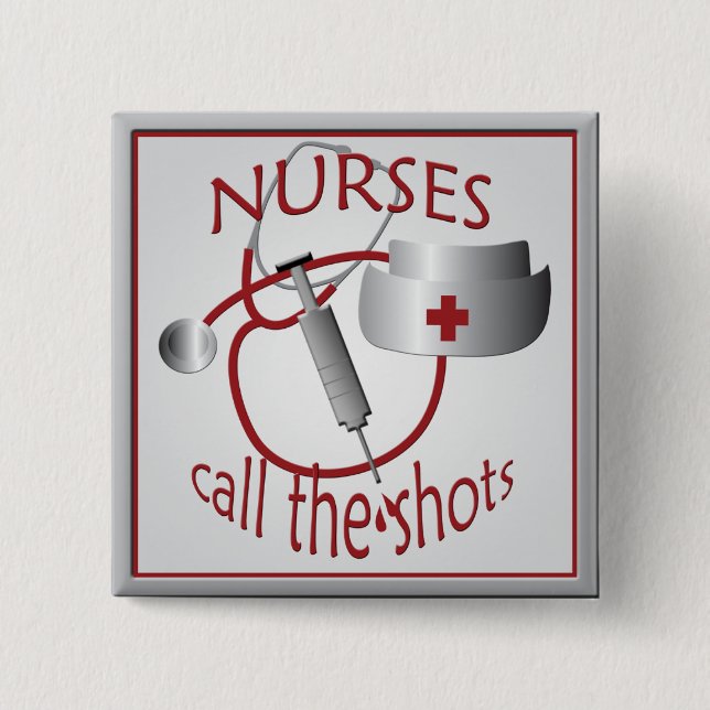 Sjuksköterskor kallar på knappen Shots Nurse Squar Knapp (Framsida)