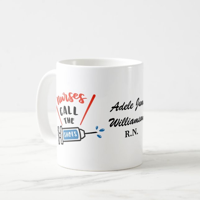 Sjuksköterskor kallar på Shots med namn och titel/ Kaffemugg (Framsida vänster)