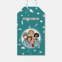 Sjuksköterskor läker världen. Anpassningsbar Presentetikett