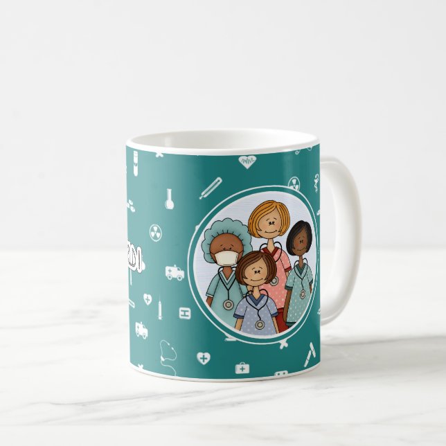 Sjuksköterskor läker världen kaffemugg (Framsida höger)