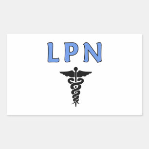 Sjuksköterskor LPN Caduceus Rektangulärt Klistermärke
