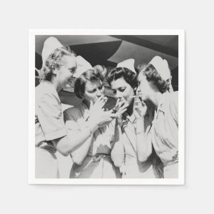 Sjuksköterskor röker vintage fotografi  pappersservett