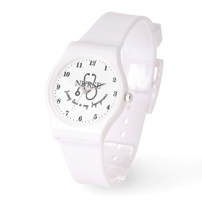 Sjuksköterskor som räddar liv supermakt ord art armbandsur (Vinkel)