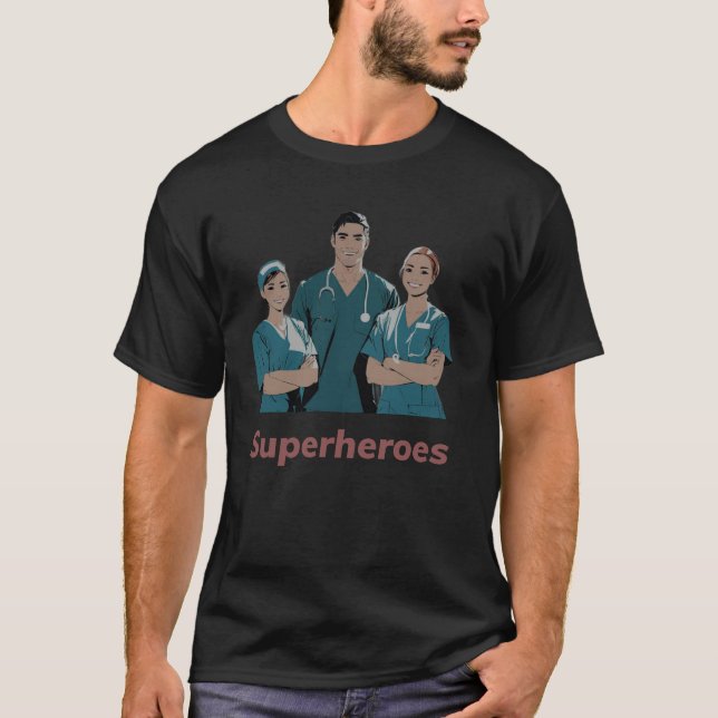 Sjuksköterskor Superheroes T Shirt (Framsida)