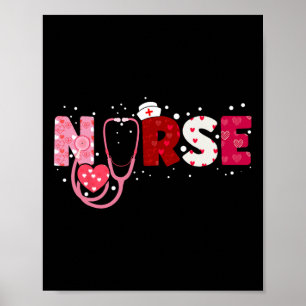 Sjuksköterskor Valentines day Hearts Stethoscope G Poster