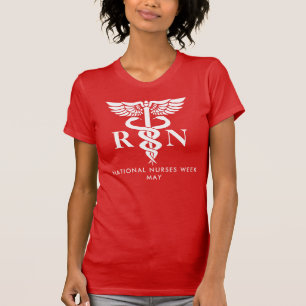 Sjuksköterskor, vecka/dag, vita caduceus RN T Shirt