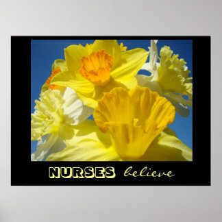 SJUKSYSKOR tror konsttryck Gula Narcisser Blommor Poster