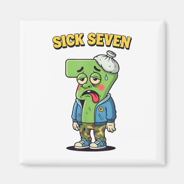 Sjukt Seven Roligt Meme Trendande 6 7 Halloween Ko Magnet (Framsidan)